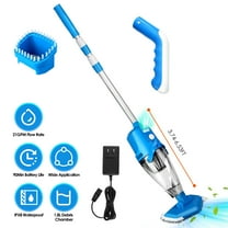 TeqHome Cordless Handheld Pool Vacuum with Telescopic Pole 21 GPM Powerful Suction 90 Min Runtime 1.8L Debris Chamber IPX8 Waterproof for Above Ground Pool and Inground Pool Blue