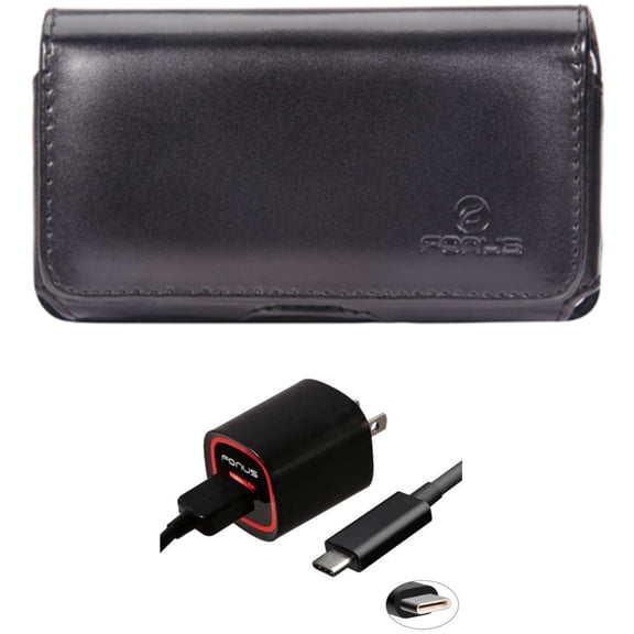 Case Belt Clip w Home Charger for Samsung Galaxy S22,S21,S20 - Leather Swivel Holster, 2.4A USB-C Cable TYPE-C