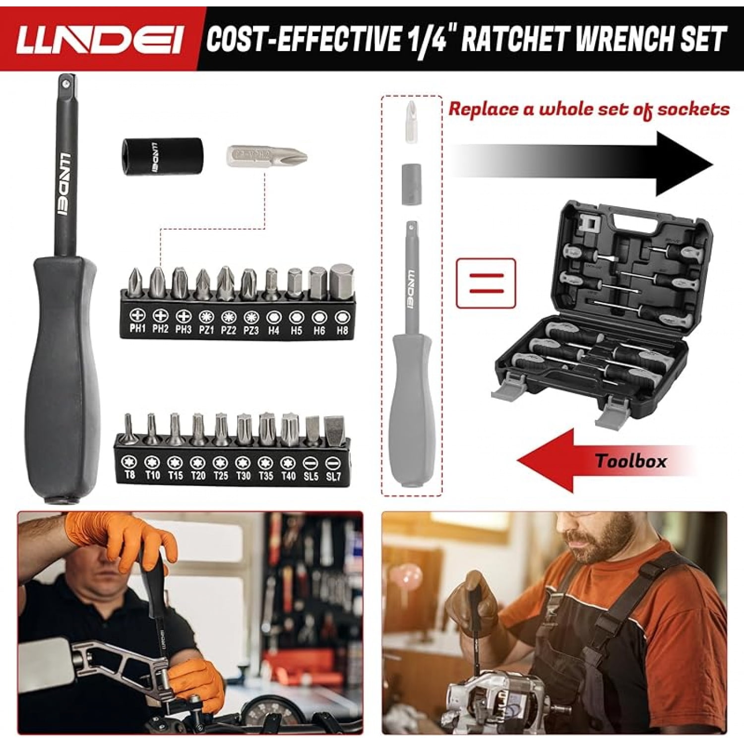1/4 inch Drive Impact Socket Set 83 Piece,Standard SAE(5/32-9/16 inch) Metric Size(4-15mm),72T Ratchet Wrench Handle,CR-V Mechanics Tool Set with Adapter,Screwdriver Bits for Automotive Repair