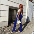 thumbnail image 1 of Women Stacked Leggings, Fashion High Waist Solid Color Slim Fit Workout Pants with Drawstring, 1 of 3