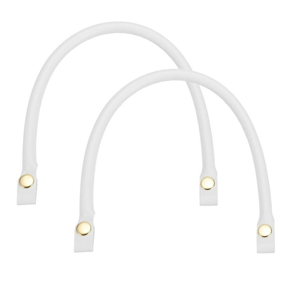 2Pcs PU Leather Purse Handles, 0.6" x 16" Short Bag Purse Bag Straps with Gold Button Bag Making Supplies, White