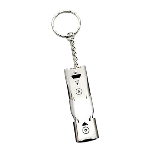 Silbato de de doble tubo, silbatos de supervivencia con llavero para senderismo, Camping, Kayak, ejercicio de seguridad al , señal plata DYNWAVEMX Silbato de seguridad