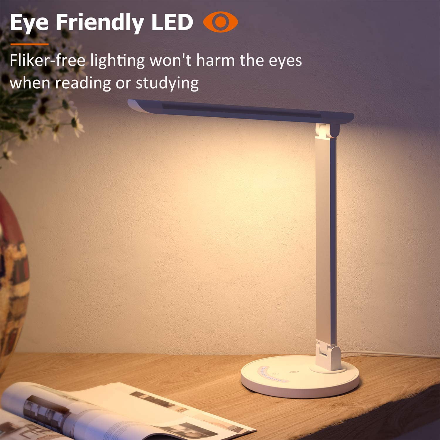 12W LED Desk Lamp Touch Control Dimmable 5 Modes 7 Brightness Eye-Caring Lamp 
