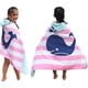 thumbnail image 1 of Striped WhaleToalla de playa con capucha para niños, 100 % algodón, envoltura de 50 x 30 pulgadas, cobertura para niños pequeños, niñas y niños de 3 a 12 años (ballena rayada), 1 of 5