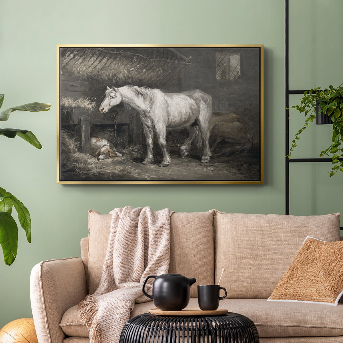 Vintage Animal Print-XLII By Wexford Home Framed in Gold Wood Gallery Wrapped Canvas 25 in. x 37 in.