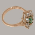 thumbnail image 4 of LBG British Made 10k Rose Gold Natural Emerald & Cultured Pearl Womens Statement Ring - 33 size options - Size 7, 4 of 6