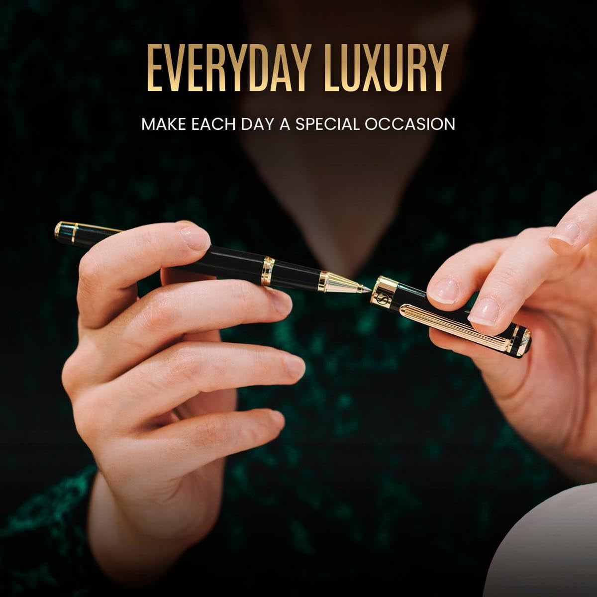 Black Lacquer Rollerball Pen - Stunning Luxury  Real Schmidt Ink Refill Roller Ball Gift Set For Men & Women Professional Executive Office Nice Pens