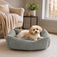 thumbnail image 7 of Small Dog Bed Raised Edges Non-Slip Plush Calming Cushion Light Gray 50x45x15cm, 7 of 7