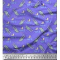 thumbnail image 1 of Soimoi Purple Japan Crepe Satin Fabric Crocodile Face & Fish Ocean Print Fabric by Yard 42 Inch Wide, 1 of 1