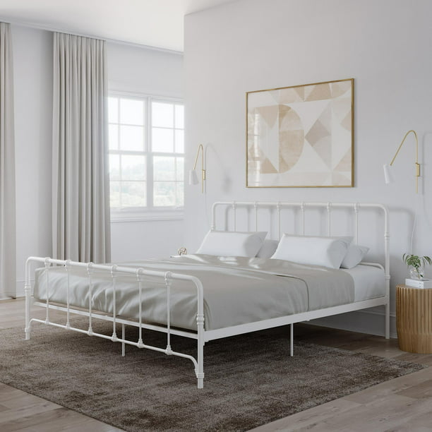 Mainstays Farmhouse Metal Bed King, King Size Bed Frame Farmhouse
