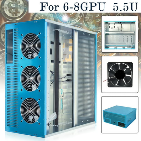 5.5U Mining Rig Frame Case + 3 Fans For 6-8 GPU Crypto-currency ETH mining BTC