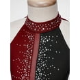 thumbnail image 4 of Rswnyirn Kids Girls Rhinestone Ballet Dance Dress Halter Neck Lyrical Dance Costume Contemporary Burgundy 10, 4 of 7