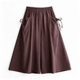 thumbnail image 4 of Aboser Women's Wide Leg Capri Pants Summer Casual Lounge Culottes Plus Size Flowy Capris Elastic High Waisted Cropped Trousers Loose Fits Travel Vacation Pants with Pockets, 4 of 6
