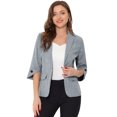 thumbnail image 1 of Blazer de trabajo de manga 3/4 con cuello de solapa con muescas para mujer Gris XS, 1 of 6