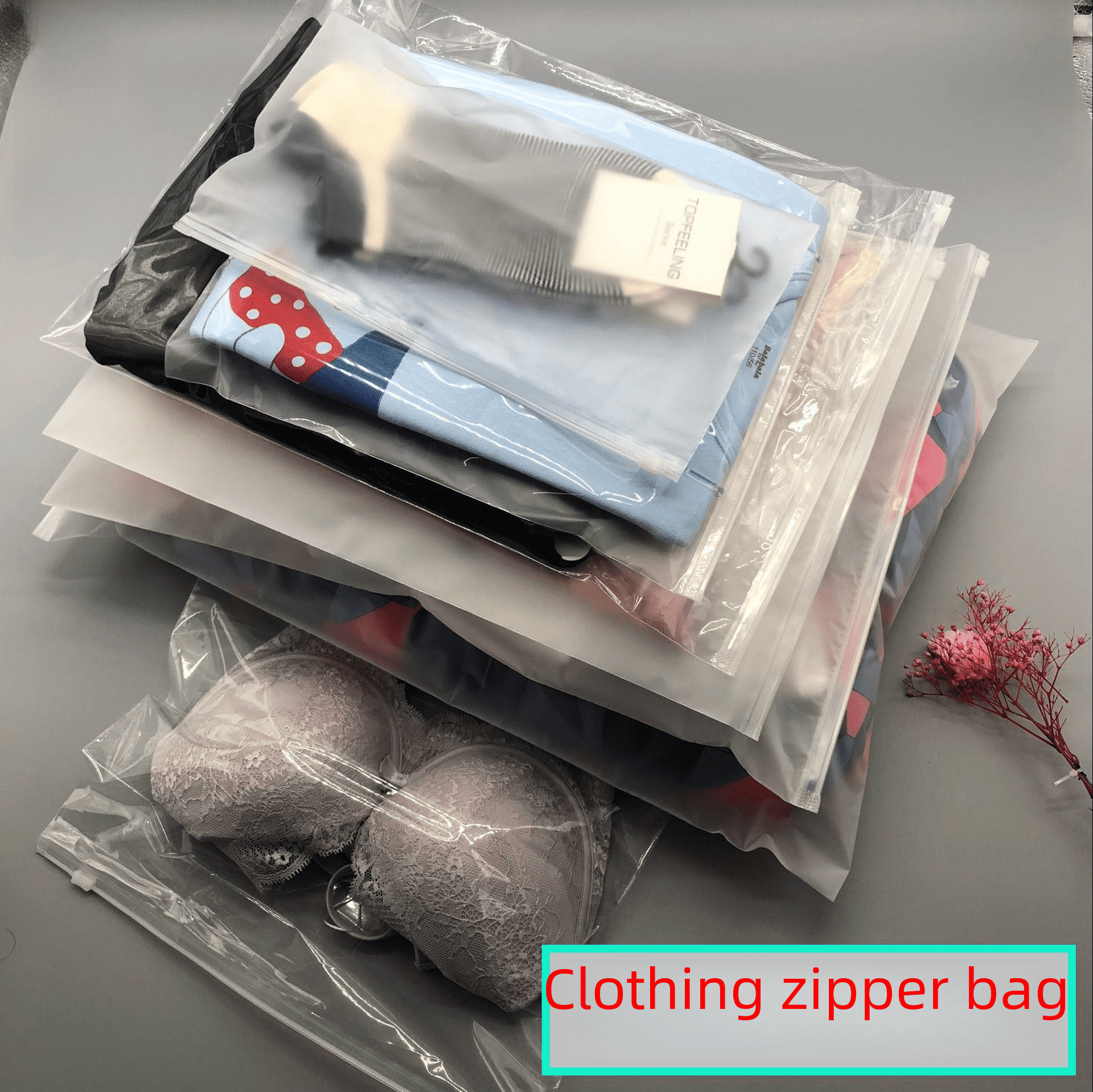 Bolsa con cierre esmerilado para calcetines, ropa interior, bolsa de ...