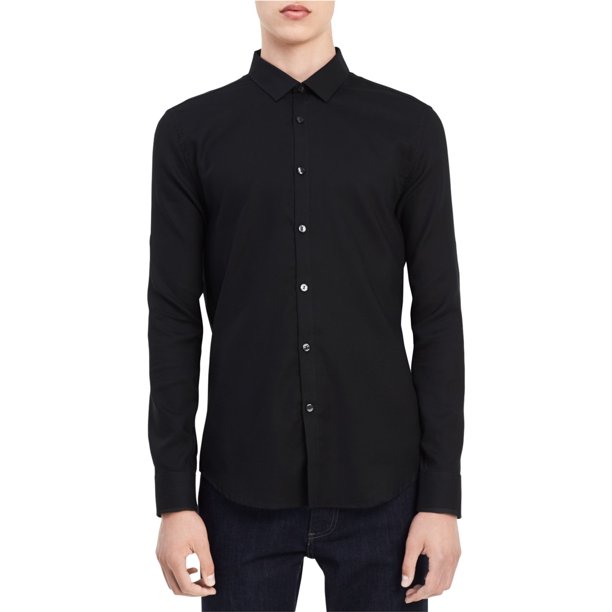 Camisa de sarga Calvin Klein para hombre con Botones color negro XXL