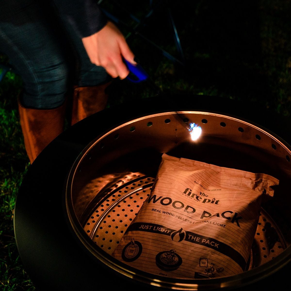 TIKI Easy Start Fire Pit Wood Packs – 30-Minute Burn, Hardwood Pellets for Smokeless Fire Pits & Outdoor Heating (4-Pack)