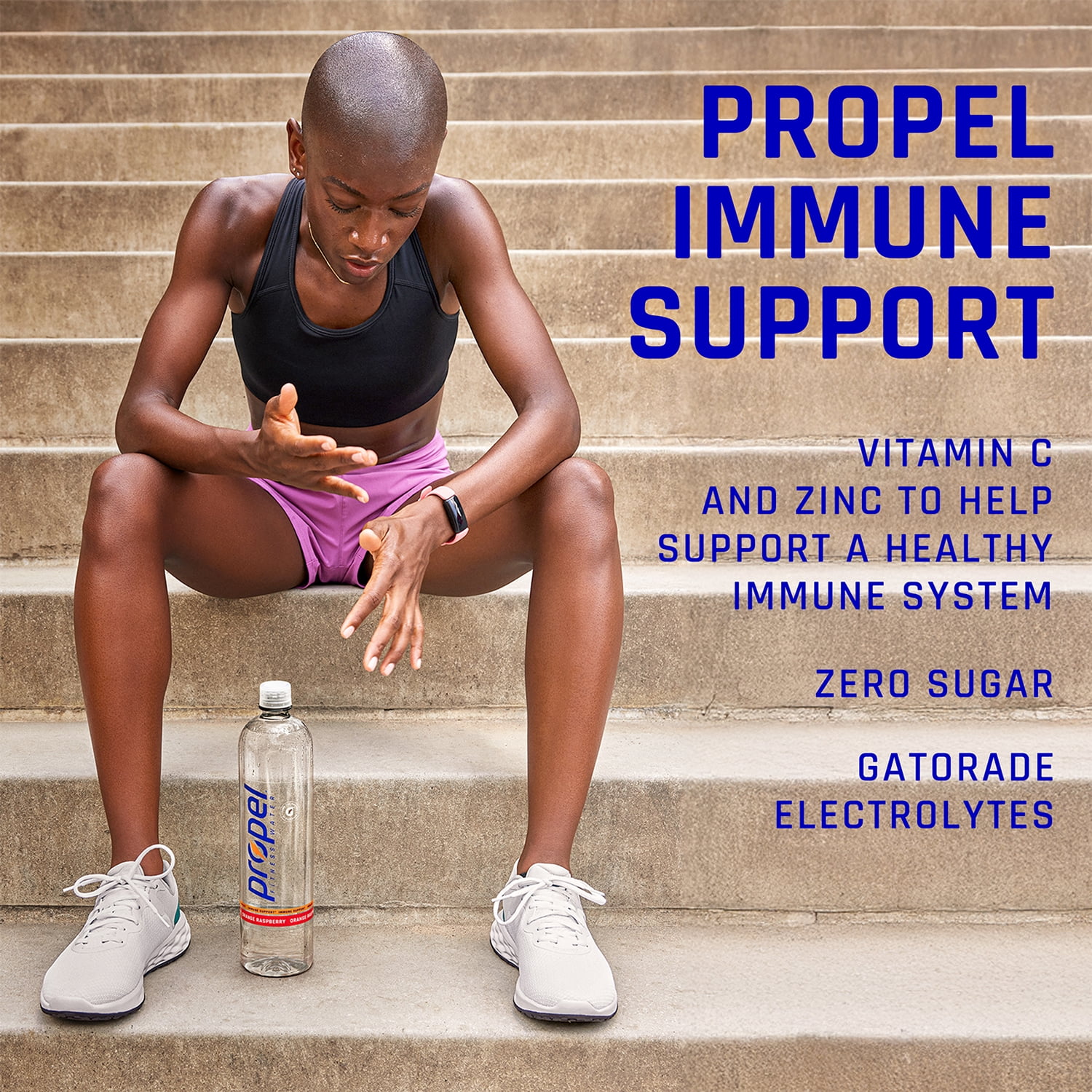Propel Immune Support Electrolyte Enhanced Water Sports Drink, Lemon Blackberry Flavored Water, Zero Calorie & Zero Sugar Hydration with Electrolytes and Vitamins, 16.9 fl oz Water Bottles (12 Pack)​