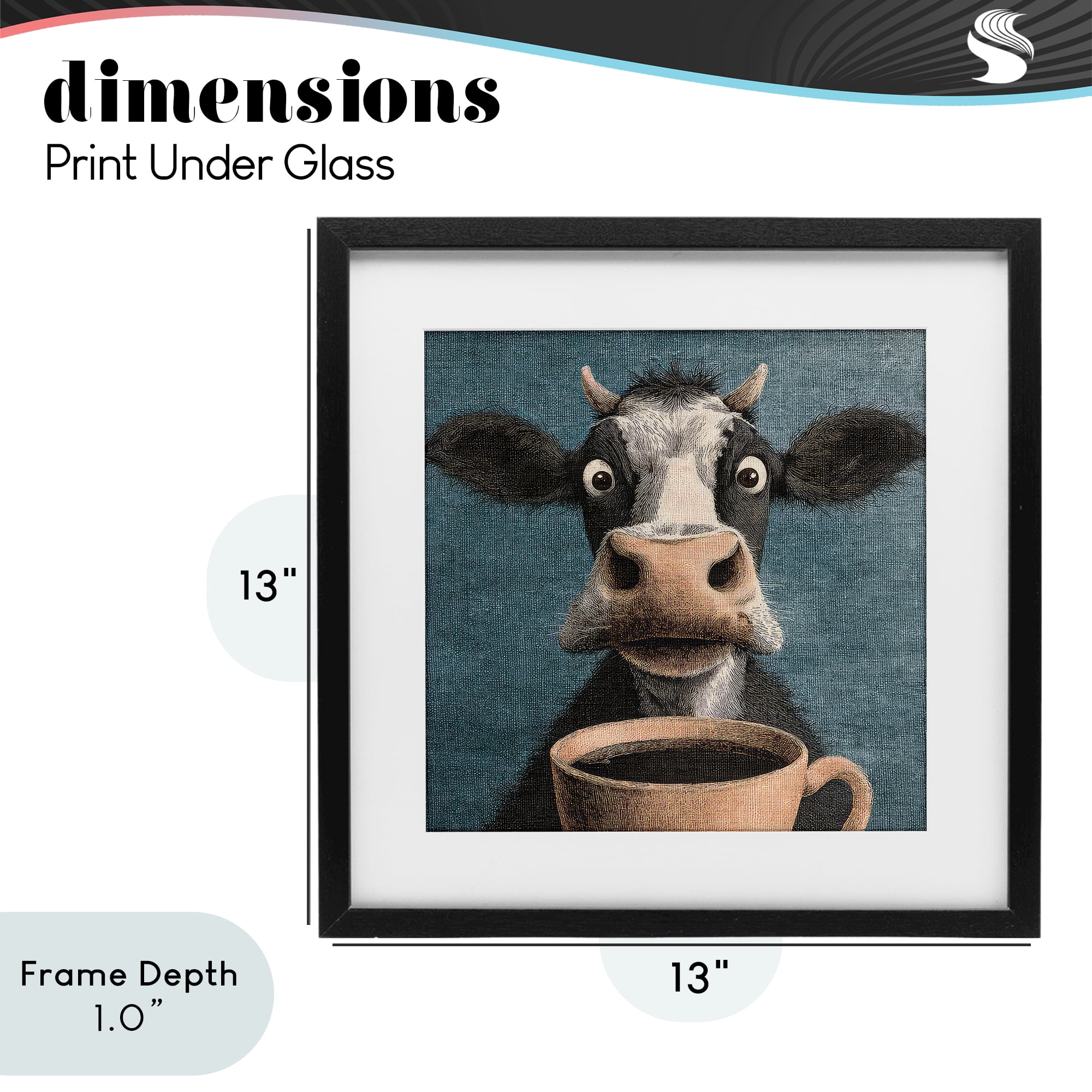 Stupell Industries Grumpy Cow & Coffee Black Framed Print Under Glass, design by The Wands Want
