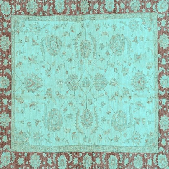 Ahgly Company Indoor Square Oriental Light Blue Traditional Area Rugs, 5' Square