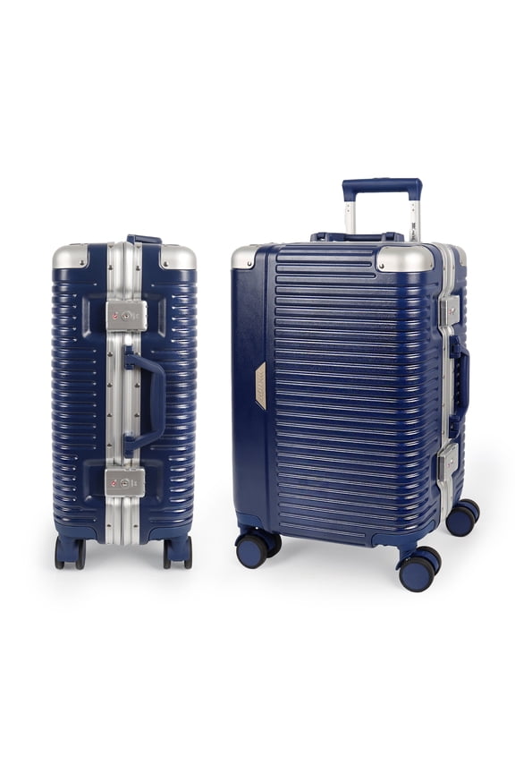 20" Zipperless Carry-on Luggage Hardside Suitcase with Double TSA Lock & Aluminum Frame, Blue - AL1377