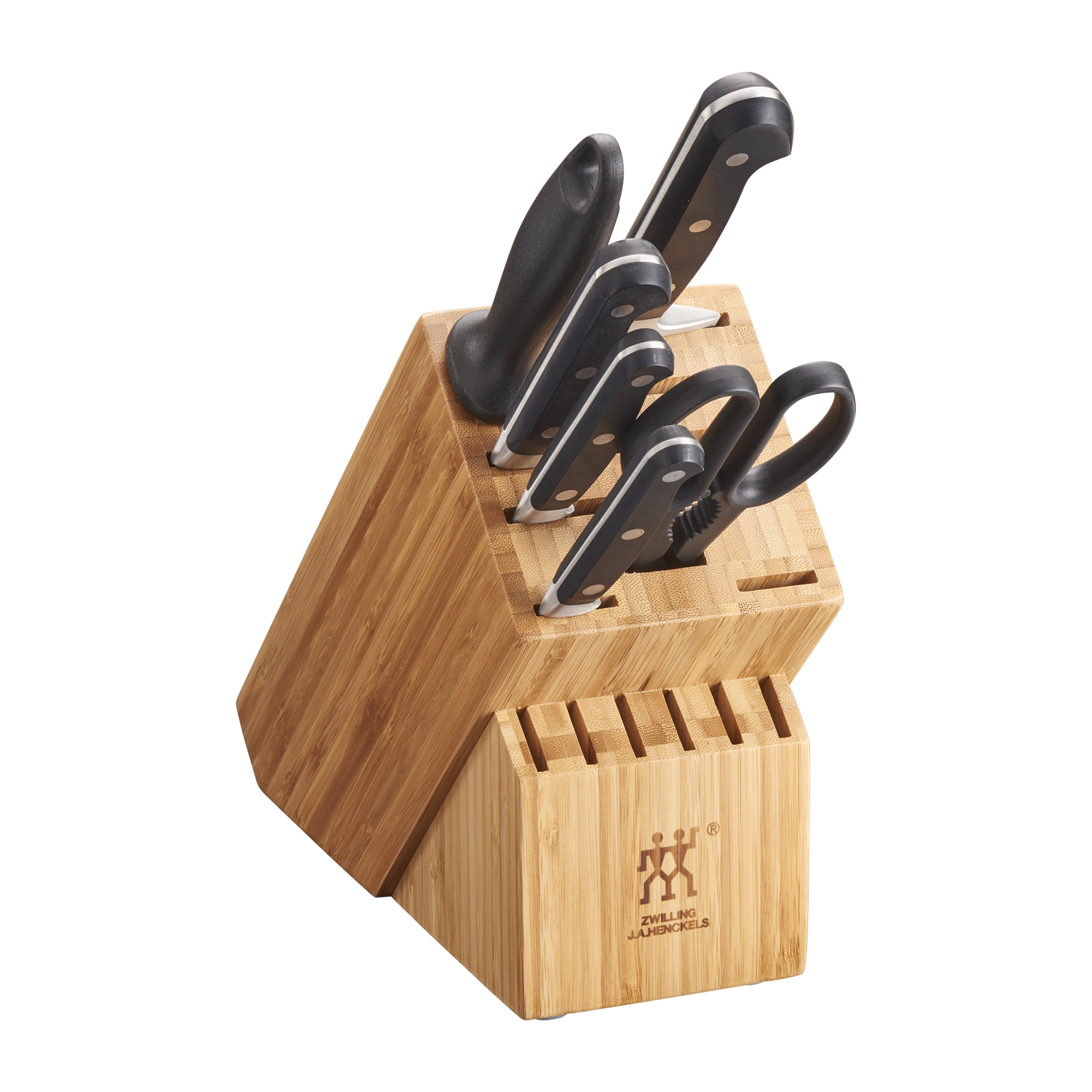 ZWILLING Professional S Knife Set with Block, Chef’s Knife, Serrated Utility Knife, 7 Piece, Bamboo