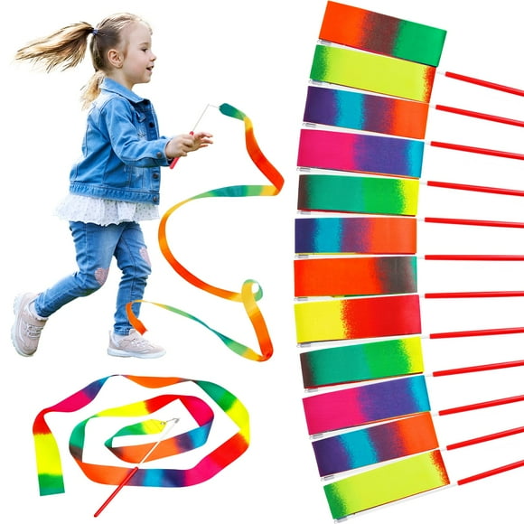 Paquete de 12 cintas de baile JoyCat para niños, recuerdos de fiesta con arcoíris