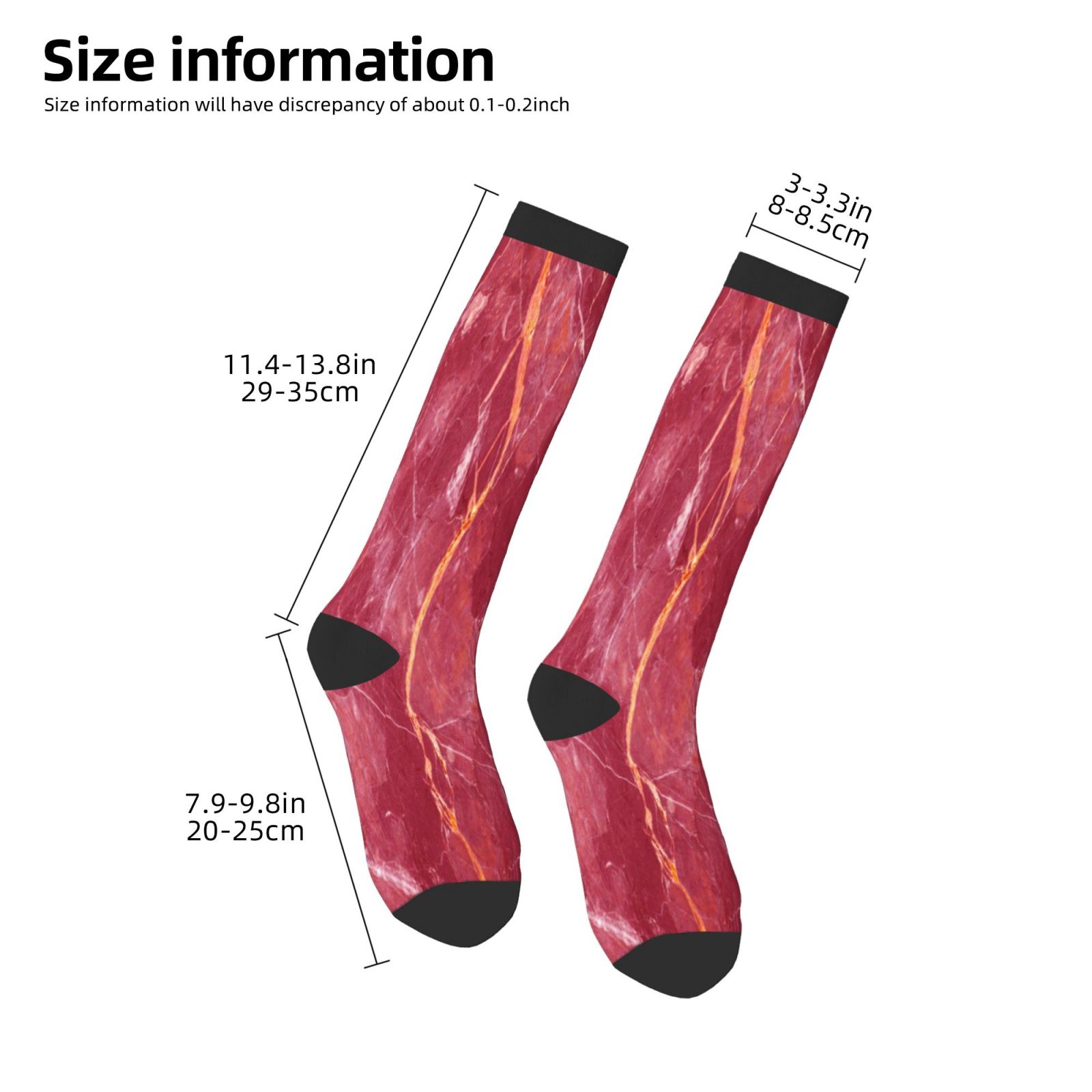 Naloa Abstract Red Marble Thigh High Socks Extra Long Stretchy Sock