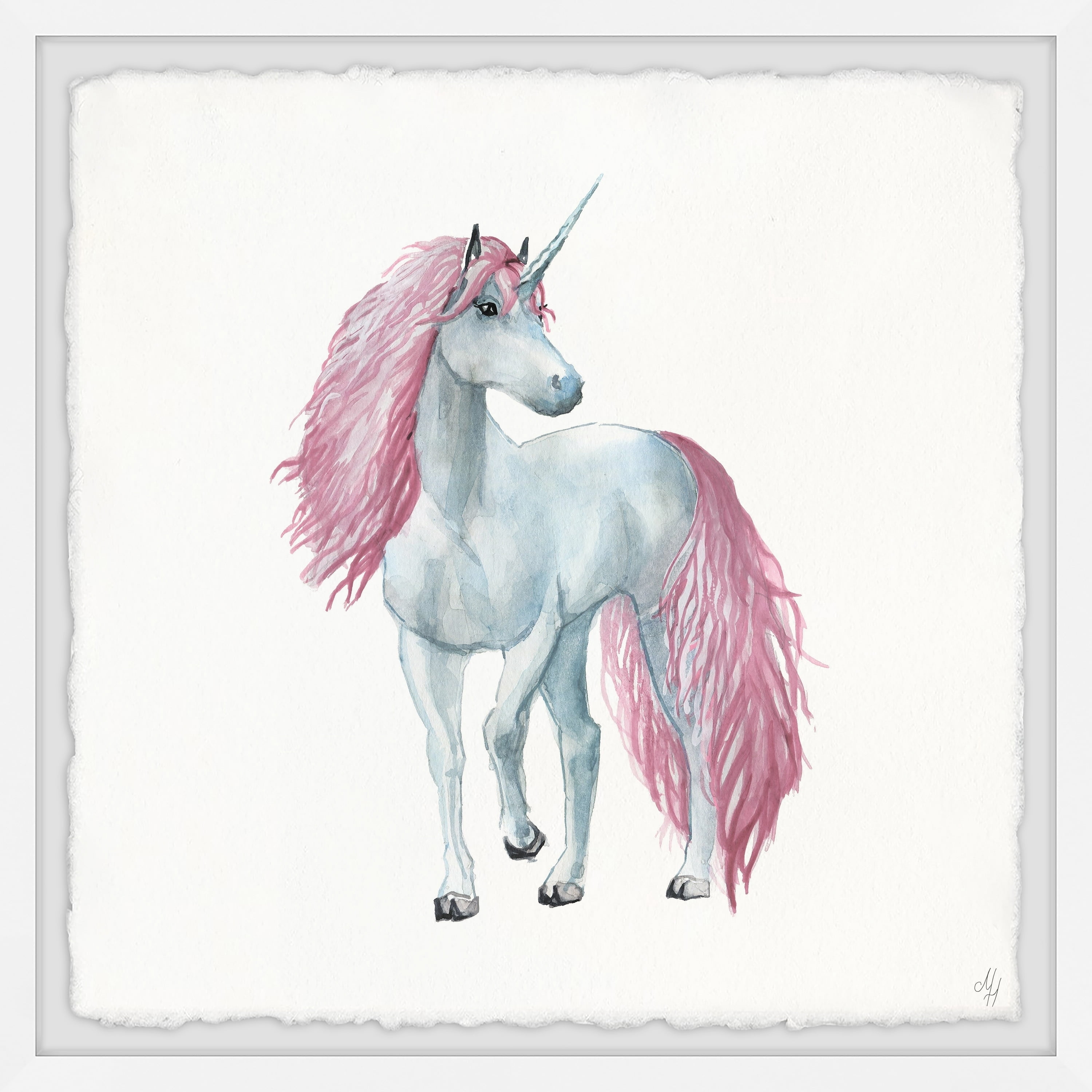Marmont Hill Pink-haired Unicorn Framed Wall Art