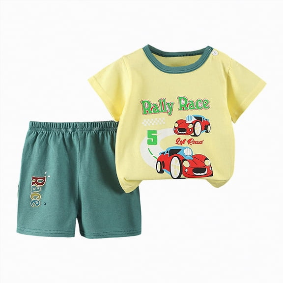 NIEWTR Toddler Baby Girl Summer Clothes Baby Girl Outfit Newborn Girl Summer Clothes Short Sleeve Floral Print Tee and Elastic Shorts 2 Pieces Set(Light Yellow,12-18 Months)