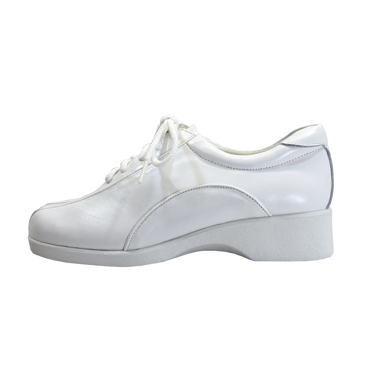 24 HOUR COMFORT Brisa Women's Wide Width Leather Lace-Up Shoes WHITE 5