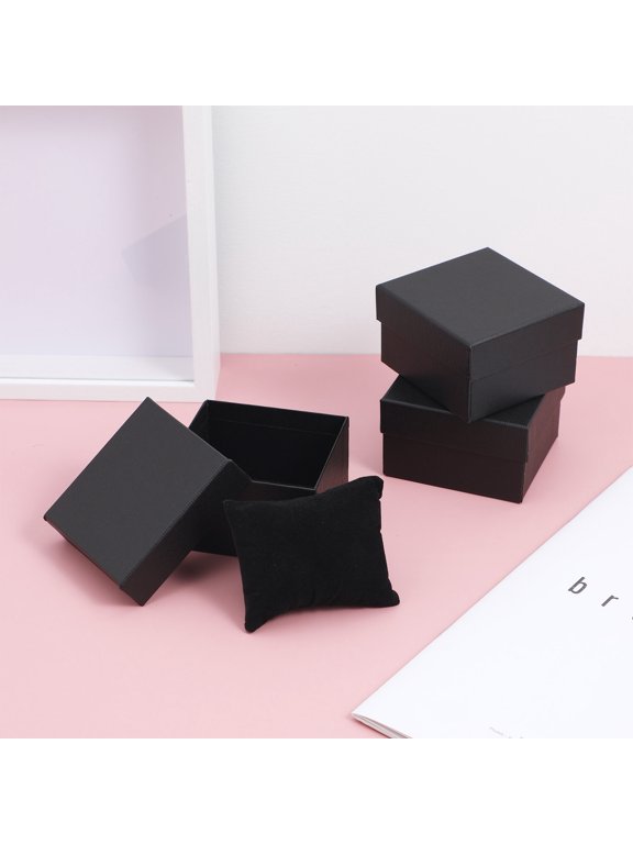 3-Piece Black Watch Boxes with Pillow Inserts, Single Watch Case for Storage, Display and Jewelry Organizer
