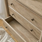 My Texas House Monroe 3 Drawer Nightstand with USB, Brushed Oak Finish