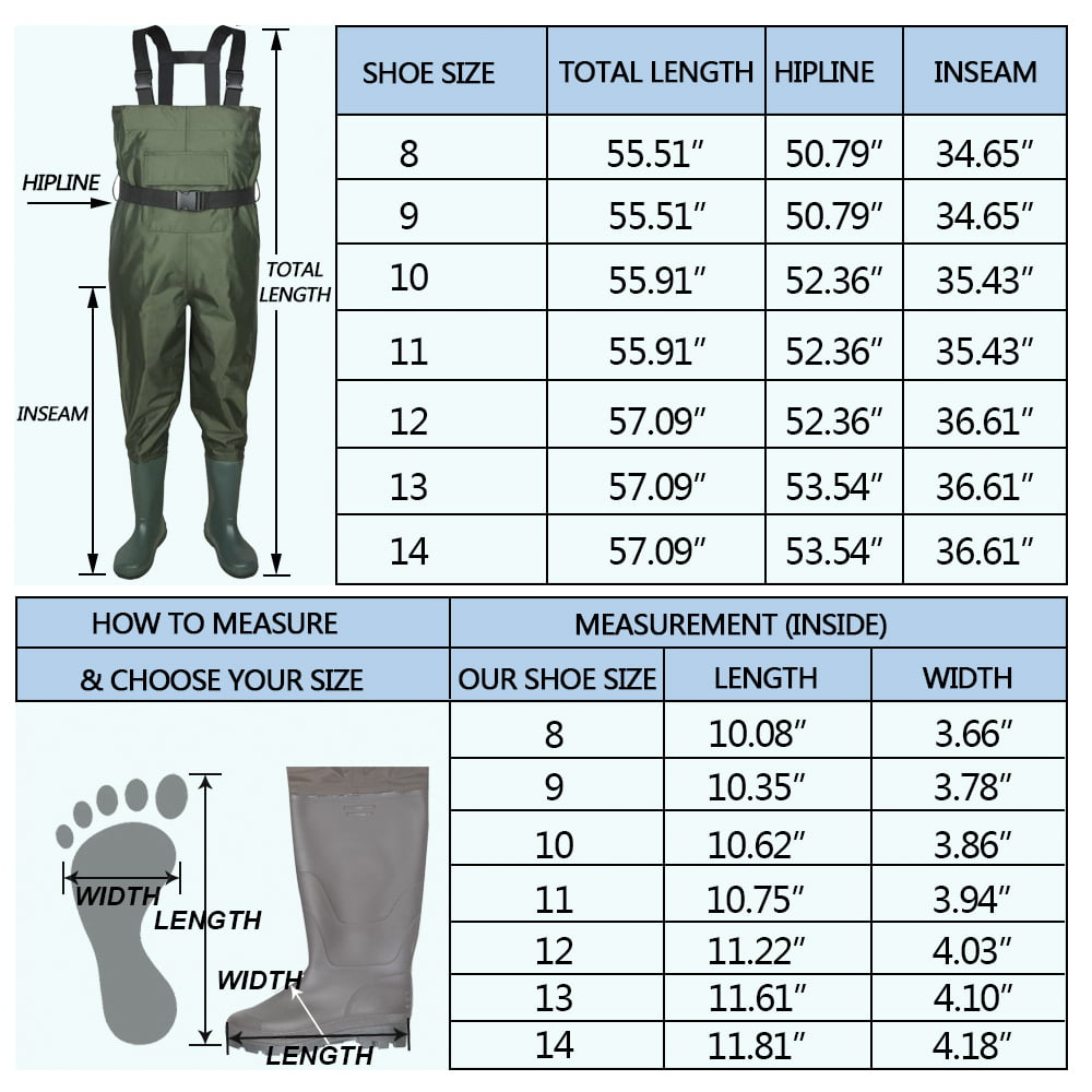Night Cat Nylon Chest Fishing Hunting Waders for Men with Rubber Boot Foot