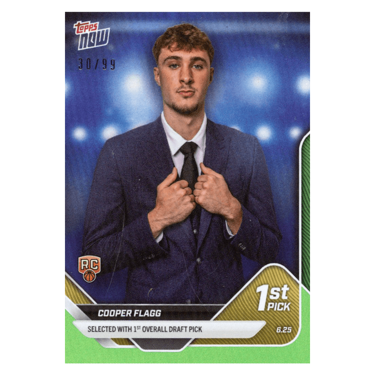 2025 Topps Now Cooper Flagg #D1 Green /99 Dallas Mavericks Rookie 