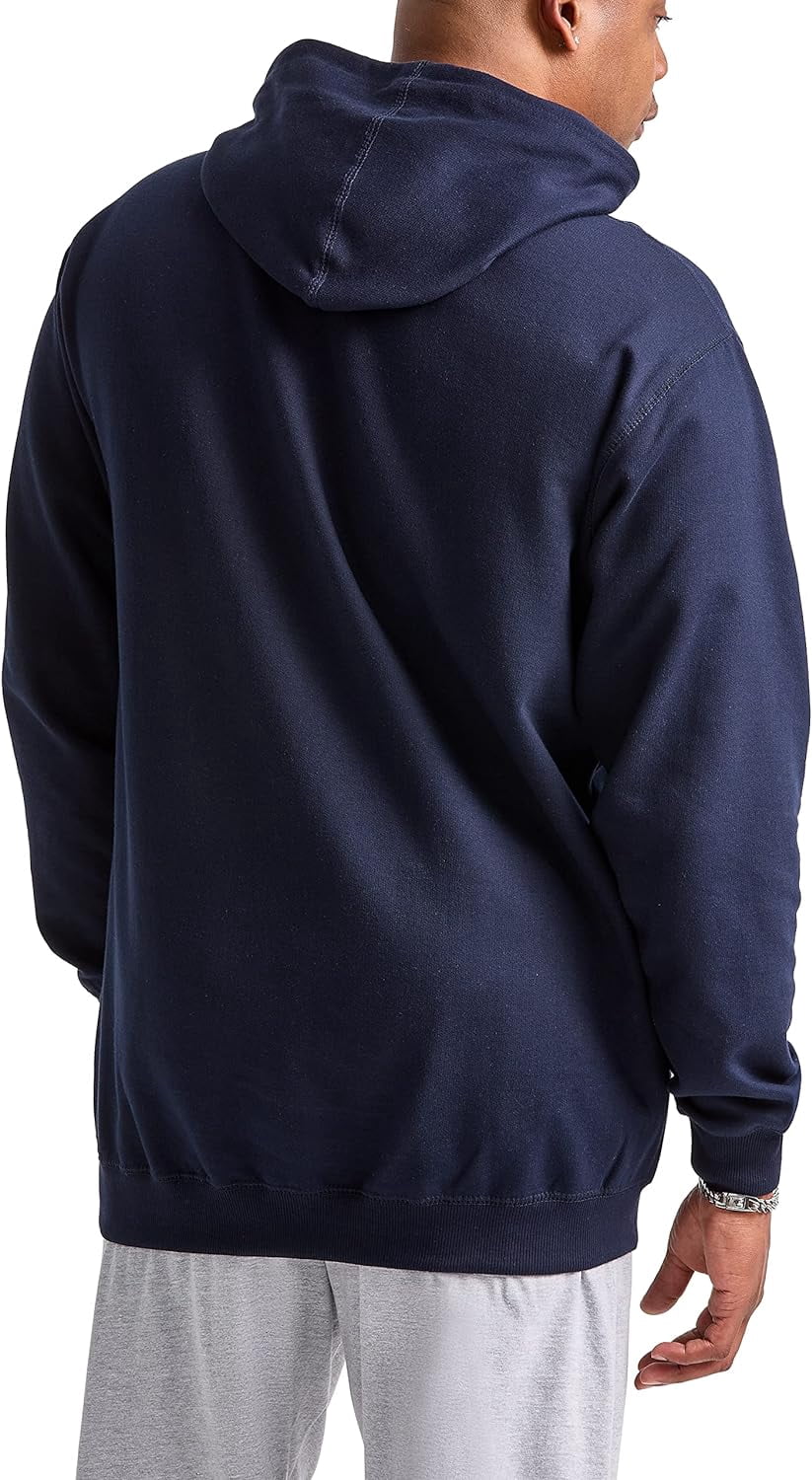 Champion Men's Big & Tall Script Hood Pullover Fleece, Navy, Size LT