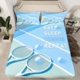 thumbnail image 2 of Feelyou Sports Lover Teens Bed Sheets, Eat Sleep Tennis Repeat King Sheets, Kawaii Blue Cartoon Sheet Set, Lightweight Room Decor, 4pcs, 2 of 7