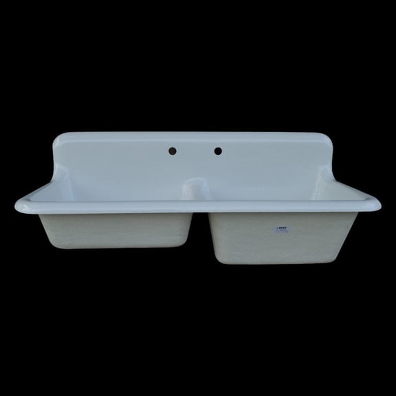 NBI Drainboard Sinks Reproduction 51" x 24" Large Double Bowl Rolled Rim Farmhouse Sink