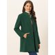 thumbnail image 2 of Abrigo de Invierno Elegante Allegra K Abrigo Largo de Un Solo Pecho con Cuello Alto Verde Oscuro XS, 2 of 6