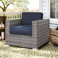 thumbnail image 3 of Living Source International Wicker Club Patio Chair w/  Cushion in Navy, 3 of 3