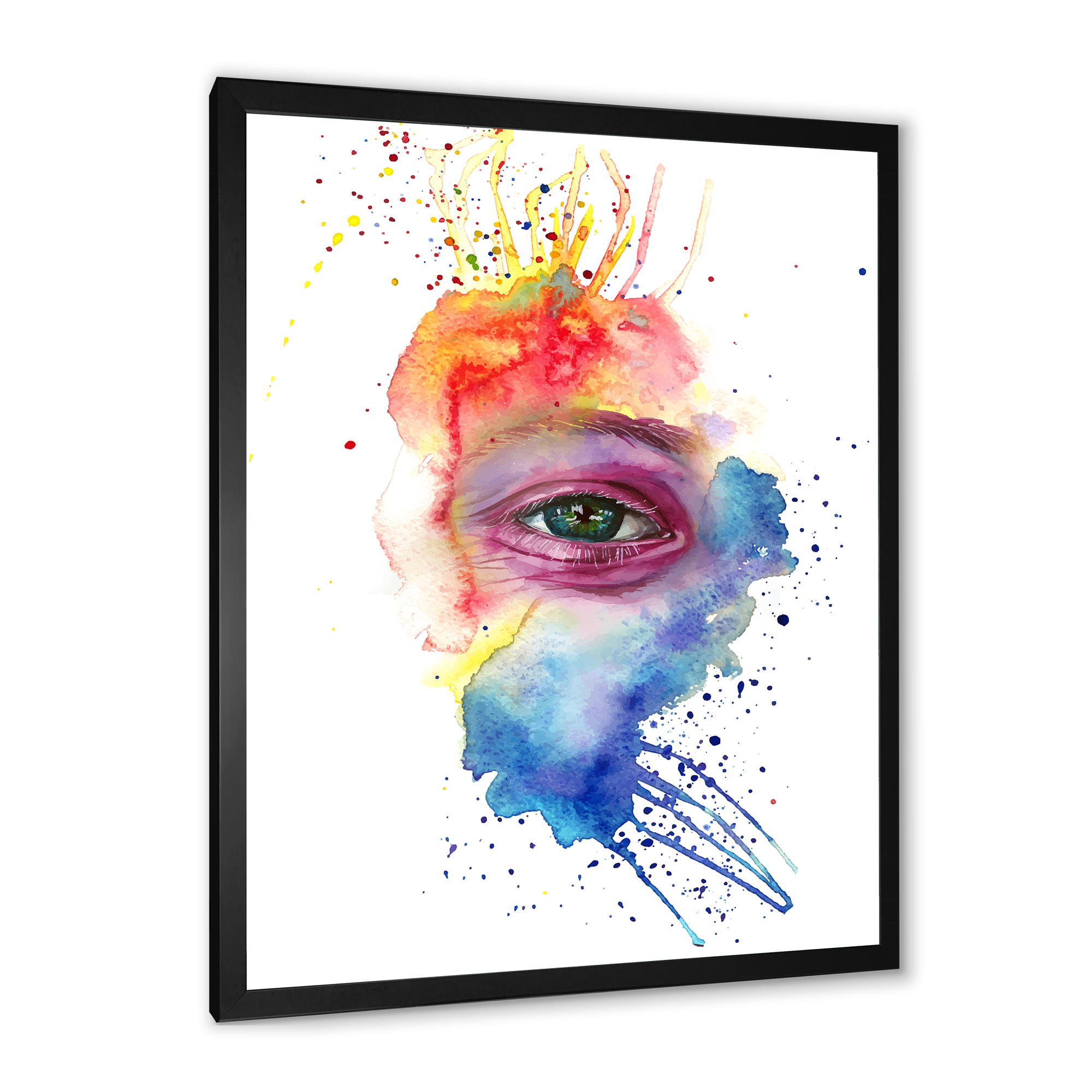 Designart 'Detail of Eye In Rainbow-Colored Face Portrait' Bohemian & Eclectic Framed Art Print