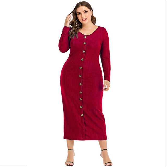 Vestido informal ajustado con escote en V y botones a presión para mujer