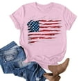 thumbnail image 3 of 4Th of July Shirts Women USA American Flag Cotton Tops Crewneck Patriotic Basic Tees Short Sleeve T-Shirt, 3 of 3