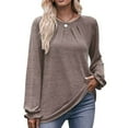 thumbnail image 6 of Godom Long Sleeve Shirts Womens Pleated Business Casual Blouses with Smocked, 6 of 7