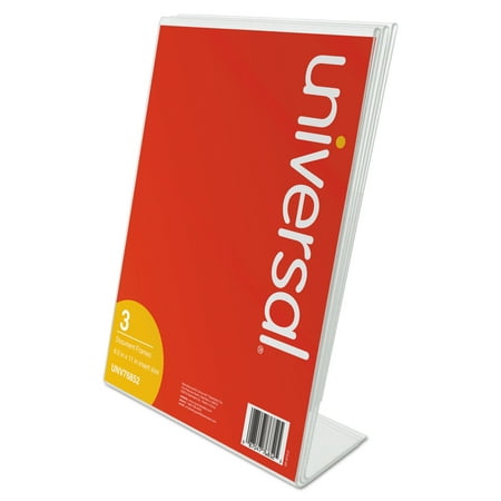 Universal Clear L-Style Freestanding Frame, 8 1/2 x 11 Insert, 3/Pack -UNV76852
