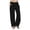 Black4, variant on Women Casual Linen Pants Elastic Waist Fashion Striped Cotton Pant Lightweight Drawstring Loose Straight Leg Beach Trouser with Pocket