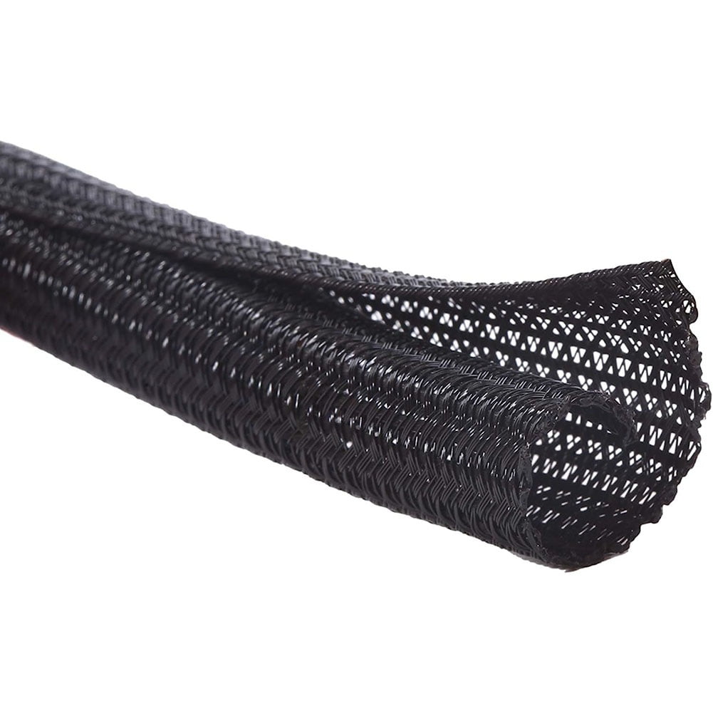 Black Expandable Braided Cable Sleeve 10mm Automotive Wire