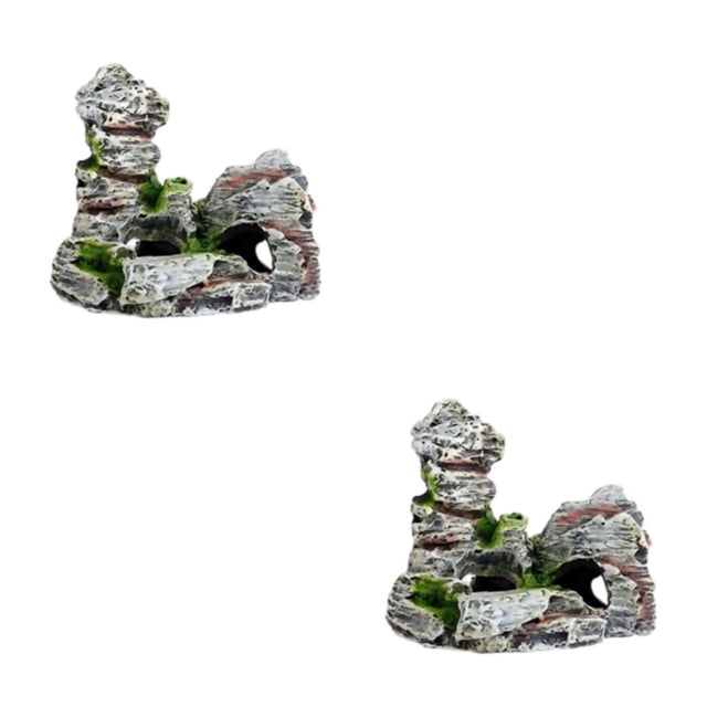 maskred 1/2/3/5 Resin Rockery Ornament Fish Tank Excellent Materials Long-lasting Colors And Simulation Cave Has D 2PCS
