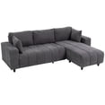 thumbnail image 1 of Canapé Sectionnel en L 3 Places avec Méridienne Réversible, Sofa en Tissu Aspect Lin Gris Anthracite avec Coussin Monobloc Intégré et Mousse à Ressorts, 95,3 Po L pour Salon, 1 of 7