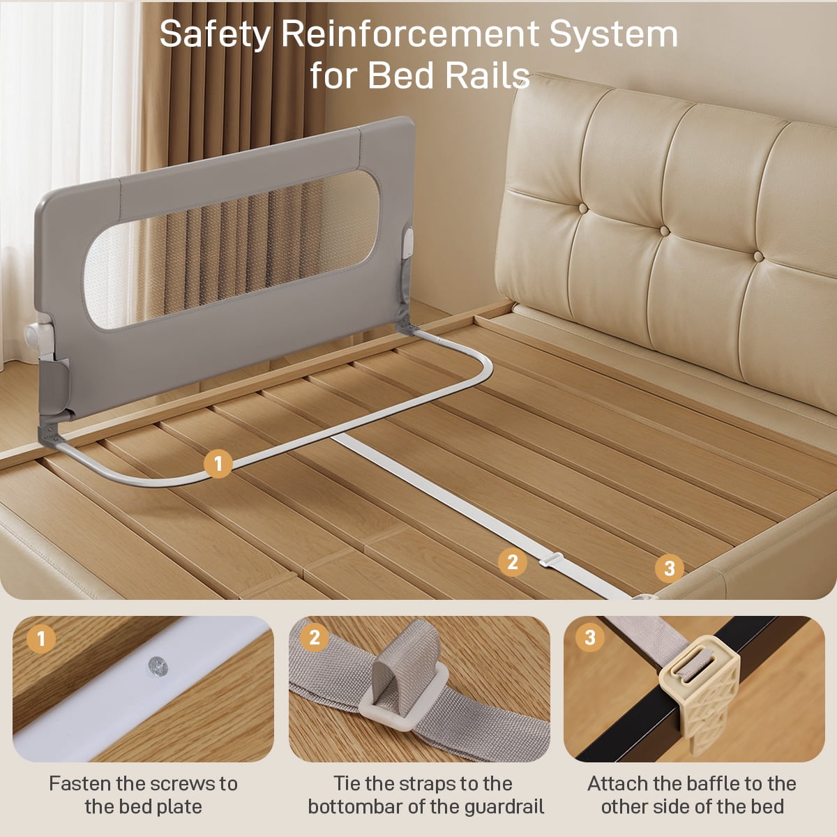 Bed Rail for Toddlers, Caveen 47" Toddler Bed Rails, Bed Rail Guard for Kids, Twin, Full, Queen Bed